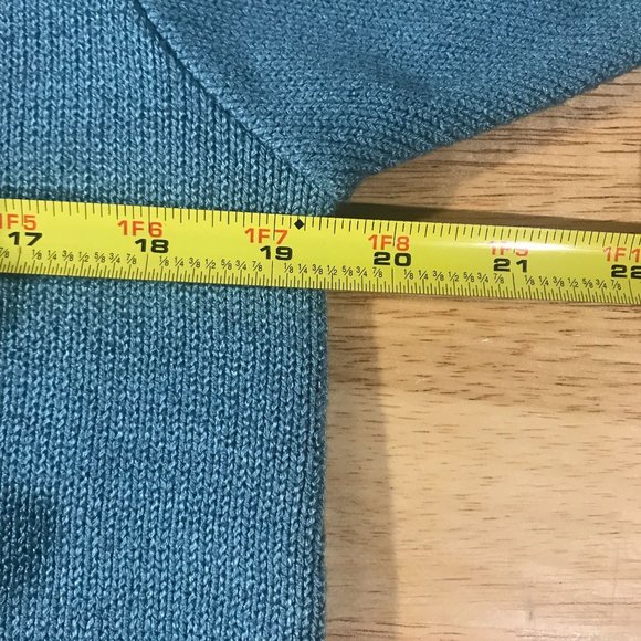 Alfred Dunner Women's Medium Teal Blue Knit Short Sleeve Sweater Crew Neck Scall - Picture 10 of 12